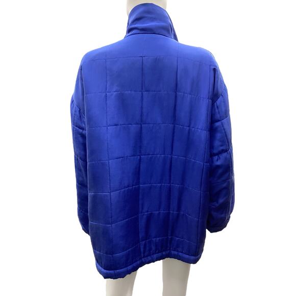 Vintage Bogari Women’s Silk Jacket Size M Cobalt Blue Zipper Pockets Buttons - Picture 4 of 5
